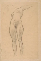 Schwebende Frau mit ausgestrecktem Arm (Studie für Medizin), 1900-1901
